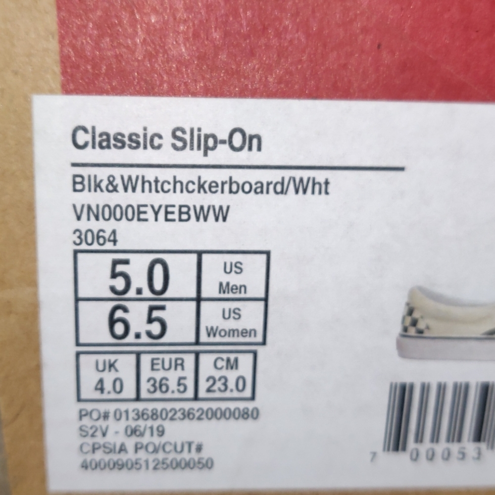 Vans Classic Checkerboard White & Black Slip-On Sh - Picture 14 of 14